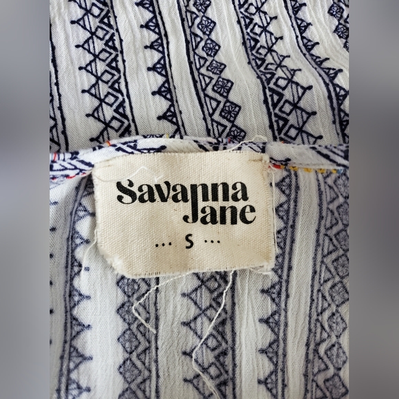 Savanna Jane Embroidered Multi Media Blouse Boho Chic Women's Size S Retro - Picture 8 of 12